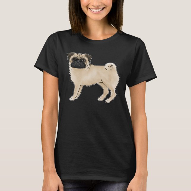 Fawn Mops Dog Canine Niedlicher Cartoon Illustrati T-Shirt (Vorderseite)