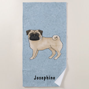 Fawn Mops Dog Niedlich Mops Hunde Hunde Breed Desi Strandtuch