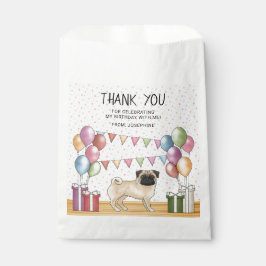 Fawn Mops Hund farbenfrohe Pastel Geburtstag Viele Geschenktütchen