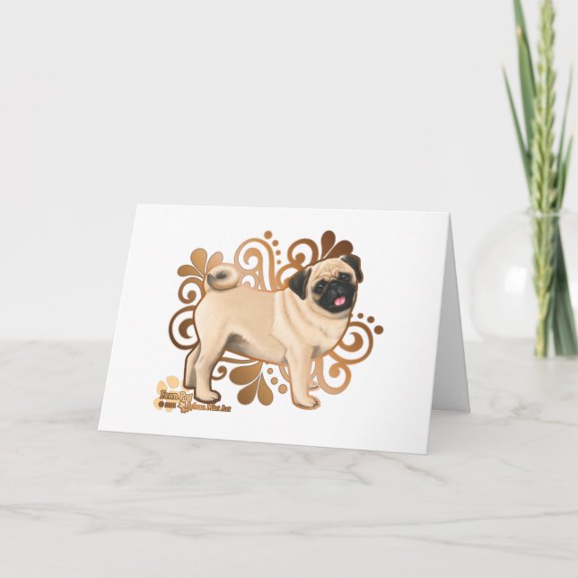 Fawn Mops Karte (Vorderseite)