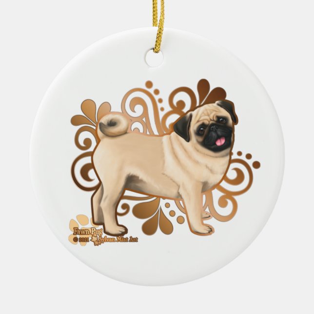 Fawn Mops Keramik Ornament (Vorne)