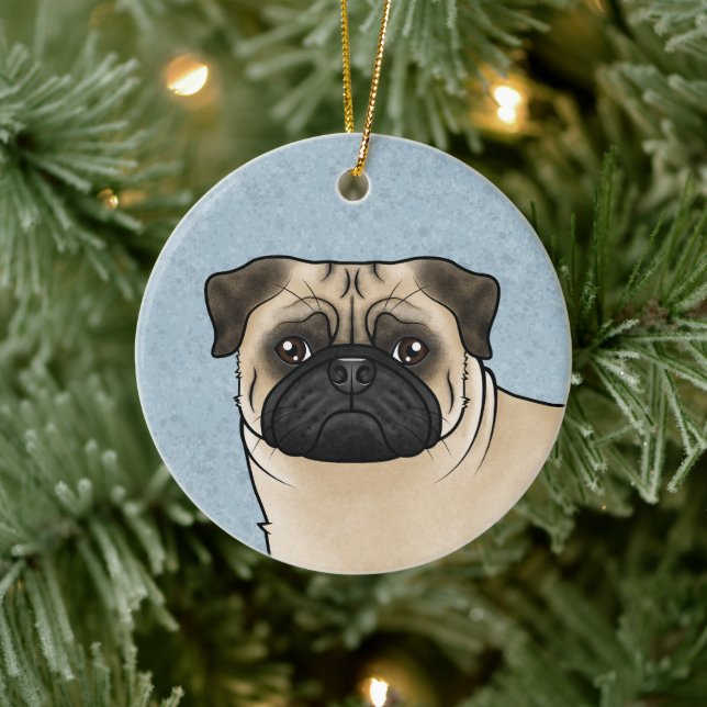 Fawn Mops Mops Hunde züchten Design Niedlicher Hun Keramik Ornament (Baum)