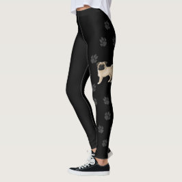 Fawn Mops Mops Hundedesign mit grauen Pfoten Leggings