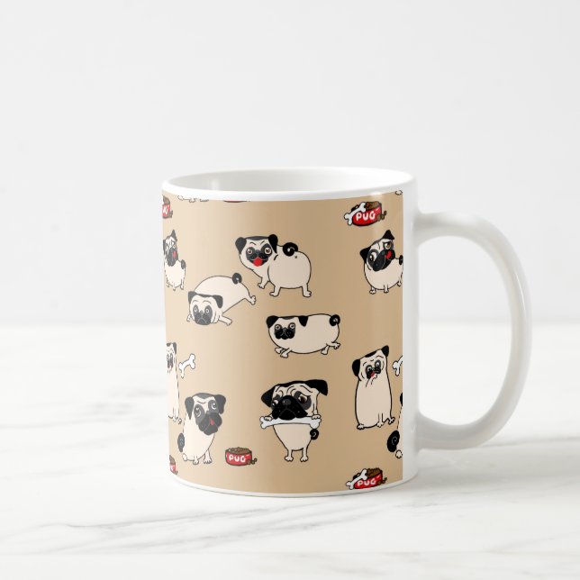 Fawn Mops Muster Tasse niedliches Geschenk für Mop (Rechts)