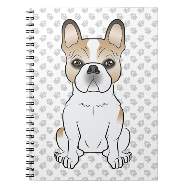 Fawn Piebald French Bulldog / Frenchie Cartoon Dog Notizblock (Vorderseite)