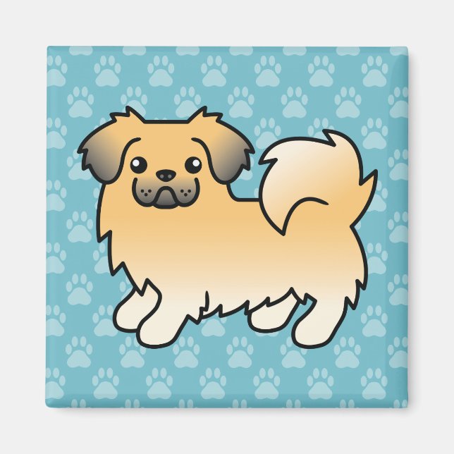 Fawn Sable Tibetan Spaniel Cartoon Dog Magnet (Vorne)