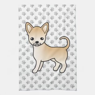 Fawn Smooth Coat Chihuahua Cartoon Dog & Paws Geschirrtuch