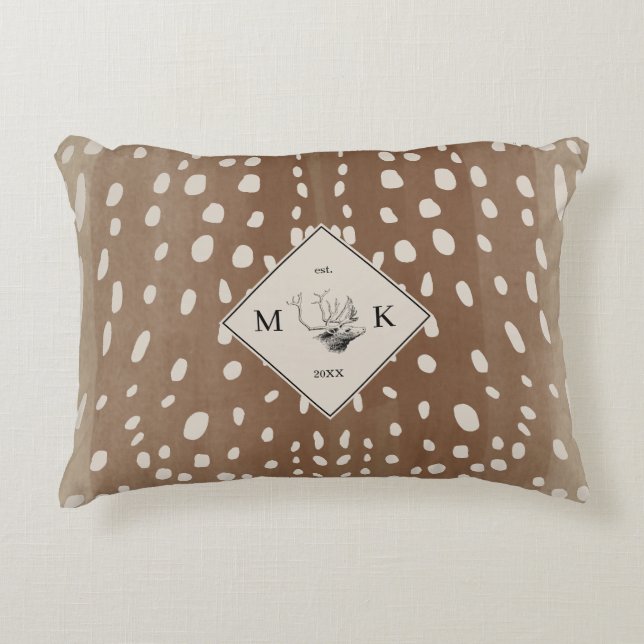 Fawn Spots Baby Deer Animal Print Muster Monogram Dekokissen (Vorderseite)