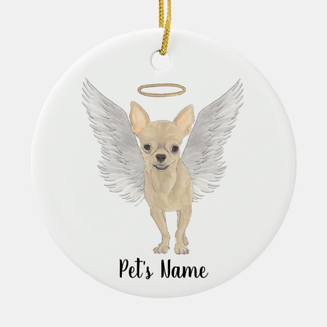Fawn Tan Cream Chihuahua Beileid Memorial Keramik Ornament (Vorne)