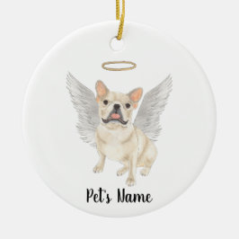 Fawn Tan Cream Frenchie Beileid Memorial Keramik Ornament