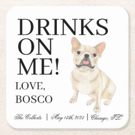 Fawn Tan Cream Frenchie French Bulldog Wedding Rechteckiger Pappuntersetzer