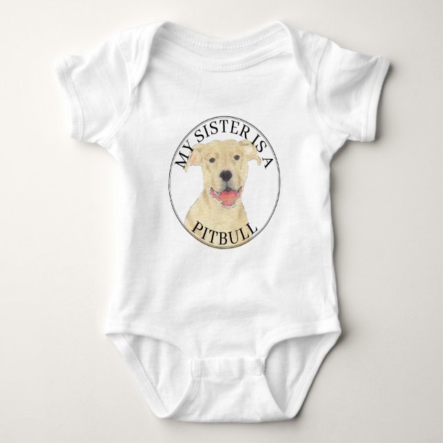 Fawn Tan Cream Pitbull Dog Big Sister Baby Strampler (Vorderseite)