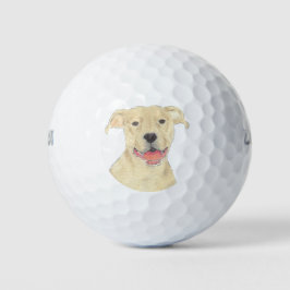 Fawn Tan Pitbull Staffy Dog Golfball