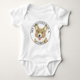 Fawn Tan White Corgi Dog Big Brother Baby Strampler