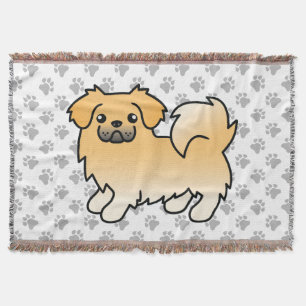 Fawn Tibetan Spaniel Niedlich Cartoon Dog Decke