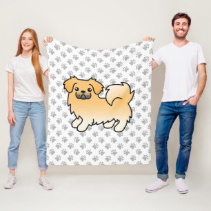 Fawn Tibetan Spanisch Niedlich Cartoon Dog & Paws Fleecedecke