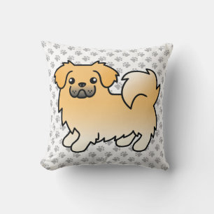 Fawn Tibetan Spanisch Niedlich Cartoon Dog & Paws Kissen