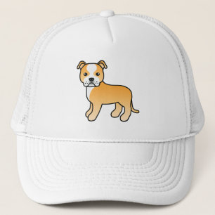 Fawn- und weiße Staffordshire-Bullterrier-Hund Truckerkappe