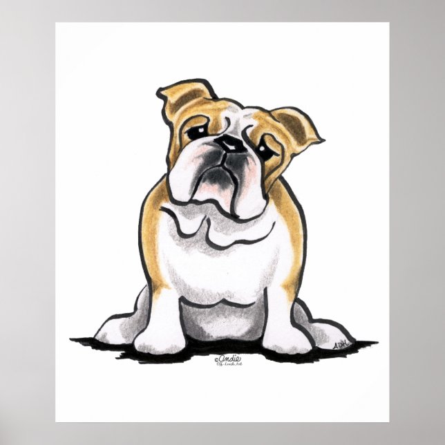 Fawn White Bulldog Sit Hübsch Poster (Vorne)