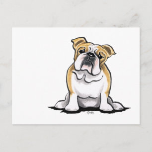 Fawn White Bulldog Sit Hübsch Postkarte