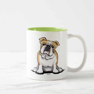 Fawn White Bulldog Sit Hübsch Zweifarbige Tasse