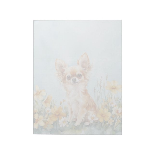 Fawn & White Chihuahua - 11" x 8,5" Notepad Notizblock (Rotiert)