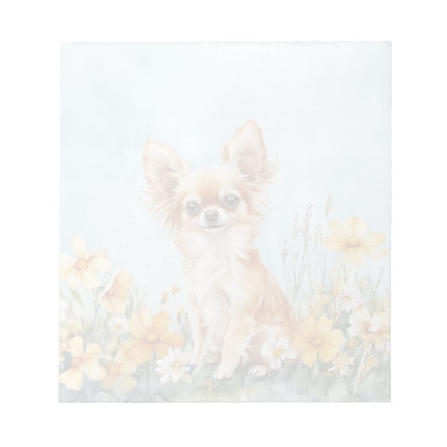 Fawn & White Chihuahua - 5,5" x 6" Notepad Notizblock (Vorderseite)