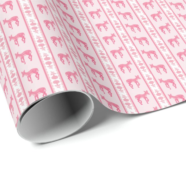 Fawns and Hydrangeas Wrapping Paper Geschenkpapier (Rolleneckpunkt)