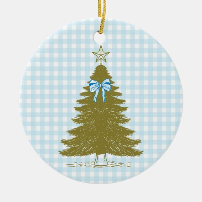Faye and Lauren Blue Gingham Holiday Ornament (Vorne)