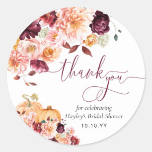 Faye Burgund Fall Herbst Floral Danke Runder Aufkleber