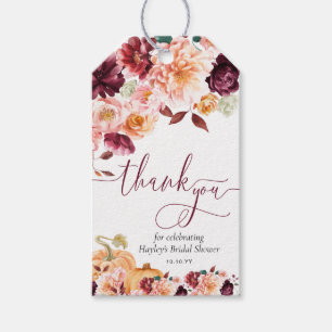 Faye Burgundy Fall Floral Danke Brautparty Geschenkanhänger