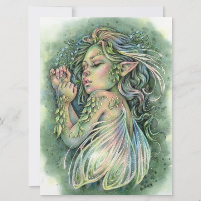 Faye Carte Art Sleepy mignonne Bébé Forêt Fée Fill (Devant)
