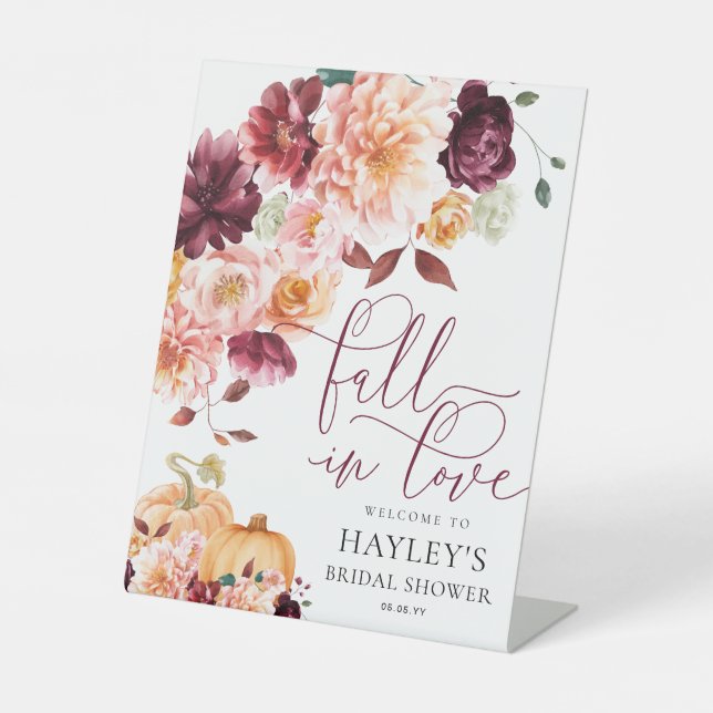 Faye Fall in Liebe Brautparty Begrüßungszeichen Sockelschild (Vorderseite)