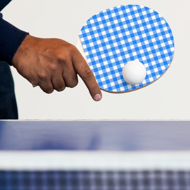Faye & Lauren Blue Gingham Ping Pong Paddle Tischtennis Schläger (InSitu)