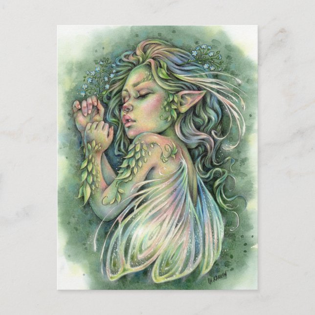 Faye Postcard Woodland Fairy Girl Fantasy Postkarte (Vorderseite)