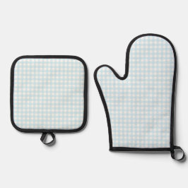 Faye und Lauren Baby Blue Gingham Ofenhandschuh & Topflappen-Set