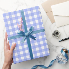 Faye und Lauren Blue Gingham Geschenkpapier