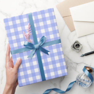 Faye und Lauren Blue Gingham Geschenkpapier