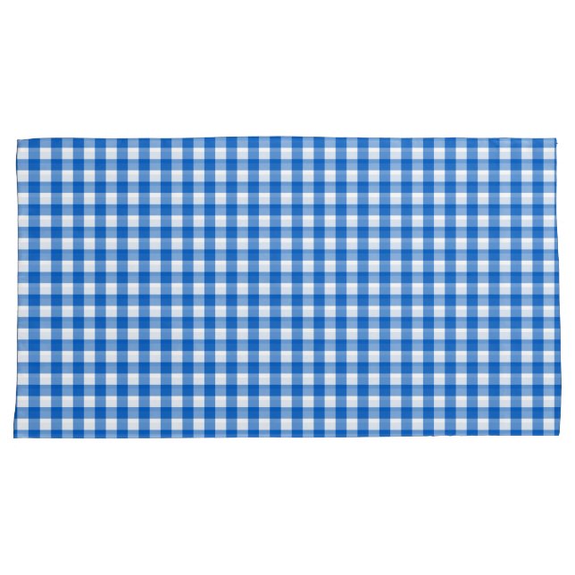 Faye und Lauren Blue Gingham Kissenbezug (Vorderseite-Rechts)