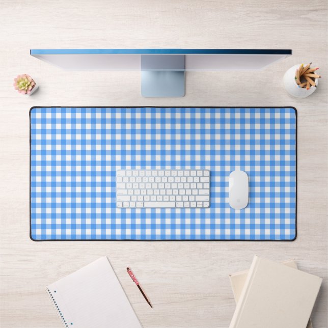 Faye und Lauren Blue Gingham Schreibtischunterlage (Büro 1)