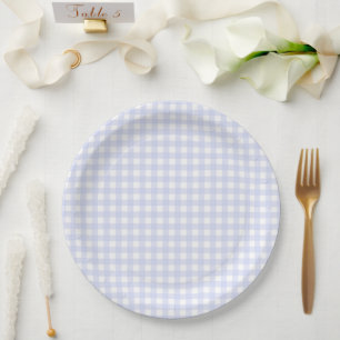 Faye und Lauren Blue Pastel Gingham Pappteller