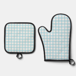 Faye und Lauren Bright Blue Gingham Ofenhandschuh & Topflappen-Set