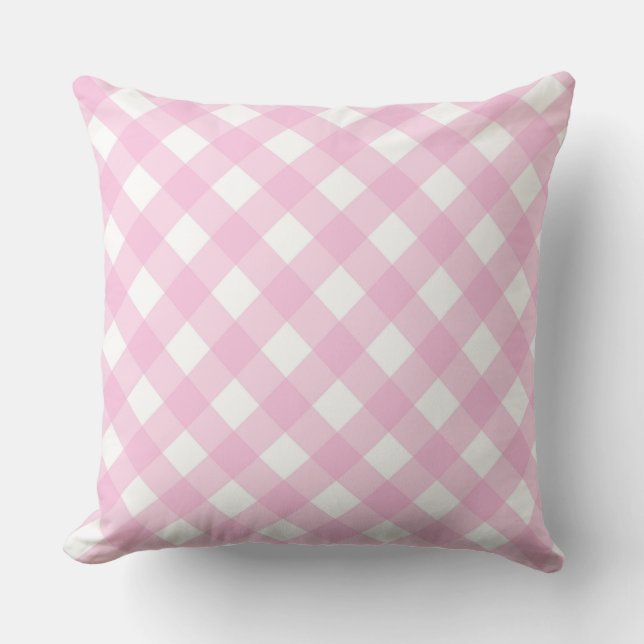 Faye und Lauren Bright Pink Gingham Kissen (Vorderseite)