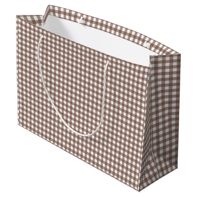Faye und Lauren Brown Gingham Große Geschenktüte (Rückseite Schrägansicht)