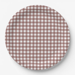 Faye und Lauren Fall Dark Brown Gingham Pappteller