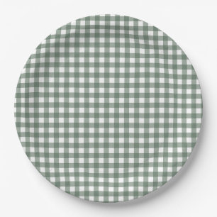 Faye und Lauren Fall Dark Green Gingham Pappteller