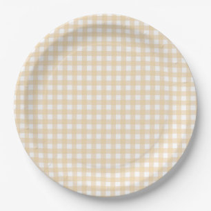 Faye und Lauren Fall Gingham Beige Pappteller