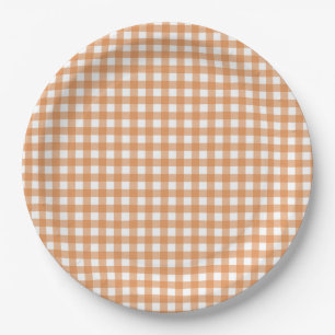 Faye und Lauren Fall Orange Gingham Pappteller
