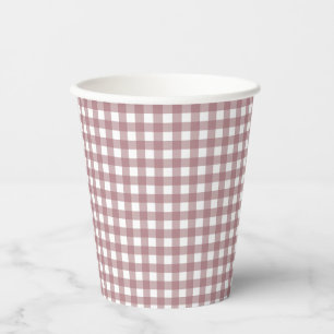 Faye und Lauren Fall Pink Gingham Pappbecher