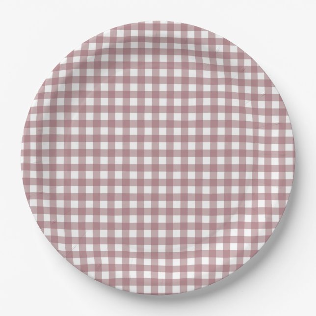 Faye und Lauren Fall Pink Gingham Pappteller (Vorderseite)